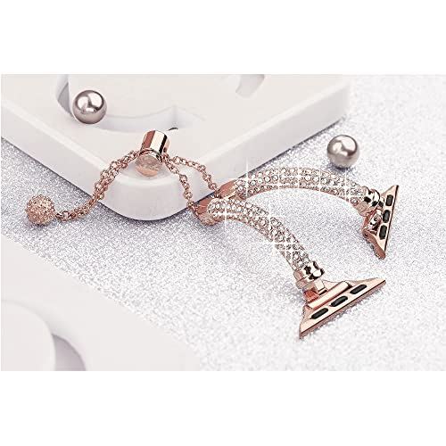 Secbolt Bling Bands Compatible with Apple Watch Band 40mm with Case, Women Dressy Metal Bracelet with Rhinestone Bumper for iWatch SE Series 6/5/4, Rose Gold - Image 5