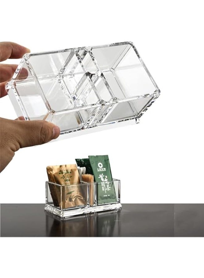 Clear Acrylic Two Lattices Tea Bags Holder Coffee Sugar Bag Case Guest Room Storage Boxes - Image 2