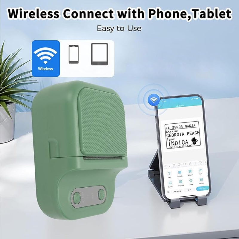 Mini Label Printer Pocket Thermal For iOS Kids Learning Photos Lists Templates Green - Image 5