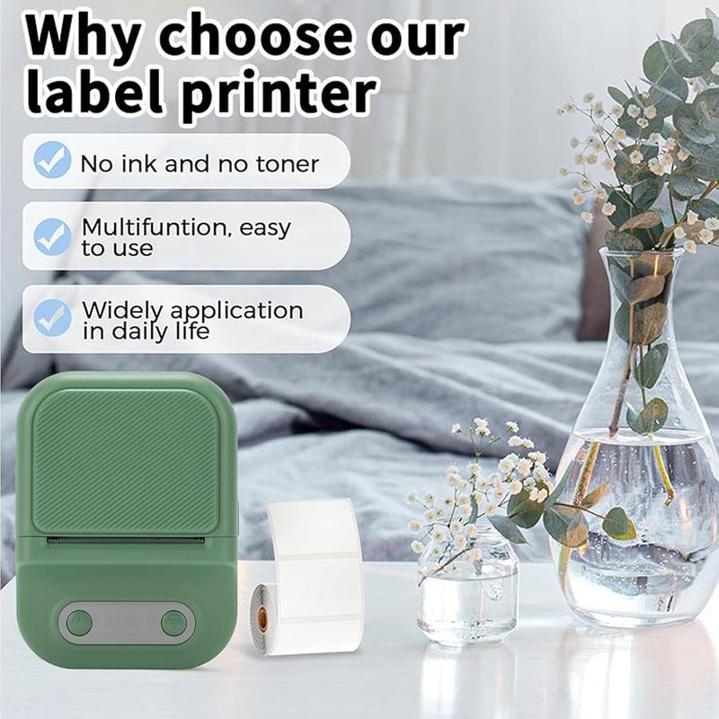 Mini Label Printer Pocket Thermal For iOS Kids Learning Photos Lists Templates Green - Image 3