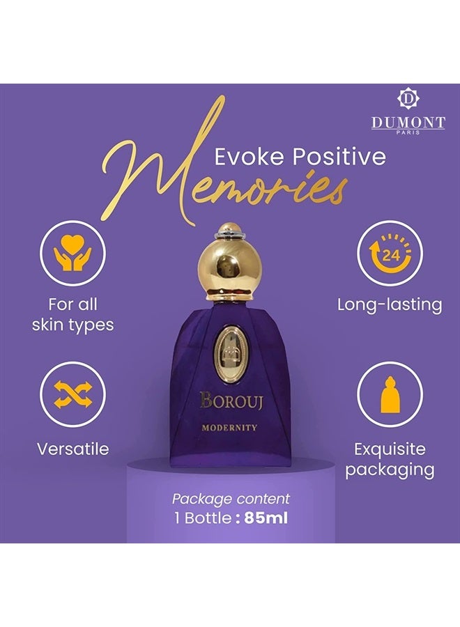 Dumont Cologne for Men and Women, Long Lasting Fragrance, Arabian-Inspired Body Spray, Musk Perfume for Men and Women, Ladies Perfume, Travel Size Perfume, BOROUJ MODERNITY 85ml - Image 3