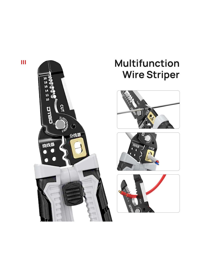 KASTWAVE 8 in 1 Self-Adjusting Wire Stripper Cutter, Universal Automatic Electrical Wire Strippers for Wire Stripping, Cable Cutting, Crimping Tools from 10 AWG to 24 AWG, Professional Electrician Pliers Tools  - Image 2