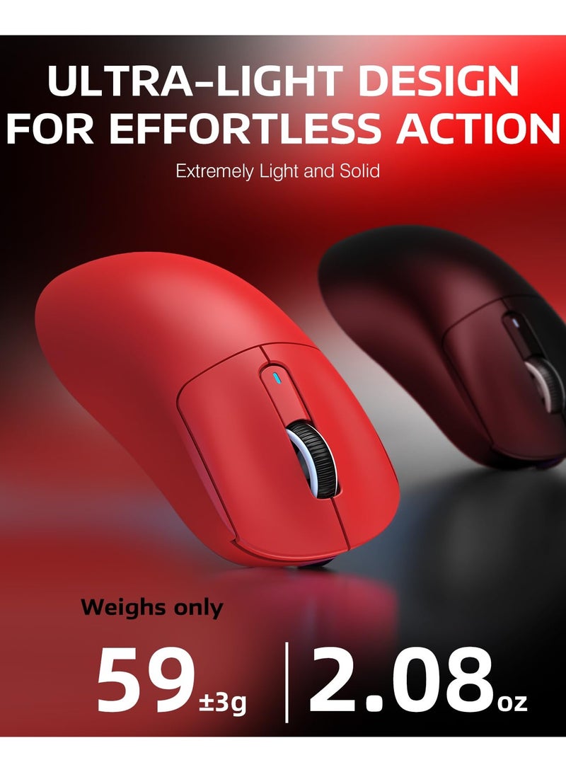 هجوم القرش فأرة ألعاب لا سلكية خفيفة الوزن X3PRO بدقة 4K/8K مع ثلاثة أوضاع (سلكي/2.4GHz/بلوتوث)، مستشعر بصري PAW3395، دقة 26K، مفتاح Kailh GM8.0، بطارية طويلة، 7 أزرار للكمبيوتر/الحاسوب المحمول/ويندوز/ماك - Image 4