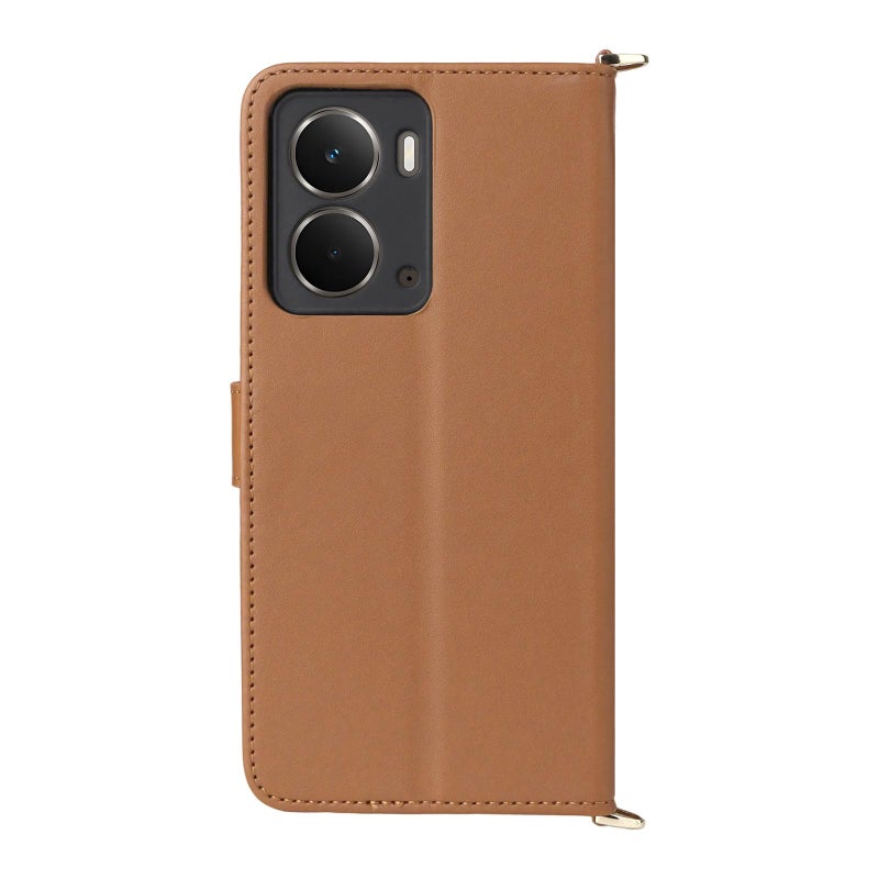 BURAQ Case Cover For Realme Neo7x 5G / P3 5G Multifunctional 6-Card Slots Leather Phone Case with Wrist Strap(Brown) - Image 3