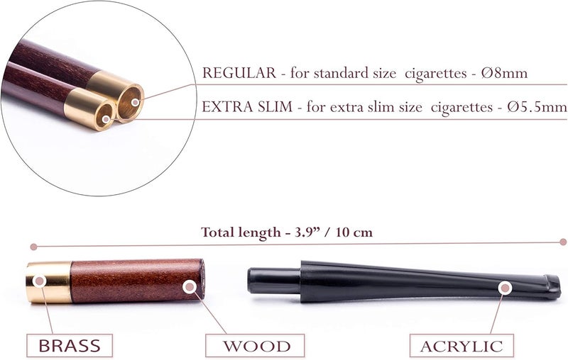 Dr Watson Dr. Watson - 3.9" Short Wooden Cigarette Holder, fits Regular Cigarettes, Smooth Finish, Handmade - Image 3