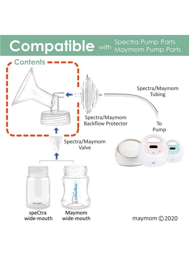 Maymom 2X 21 mm Maymom Wide Neck Pump Parts for Spectra S1/S2 Pumps; Incl Wide Mouth Flanges; Not Original Spectra Flange; Replaces Spectra Shield (21 mm Small Spectra Flange)  - Image 2