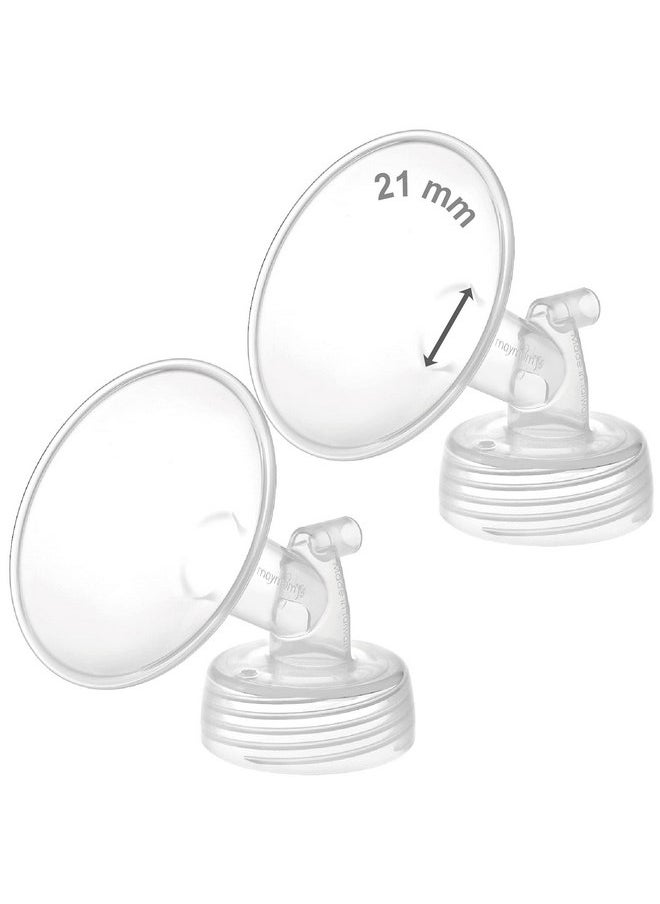 Maymom 2X 21 mm Maymom Wide Neck Pump Parts for Spectra S1/S2 Pumps; Incl Wide Mouth Flanges; Not Original Spectra Flange; Replaces Spectra Shield (21 mm Small Spectra Flange)  - Image 1
