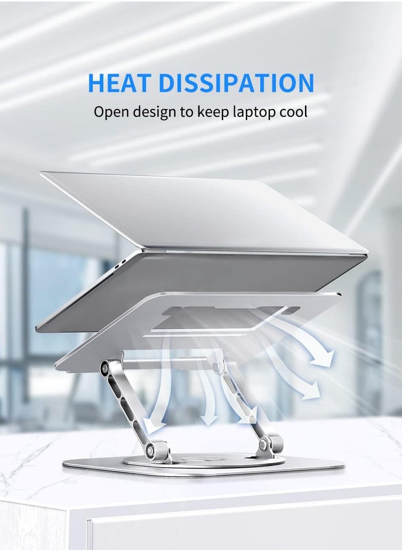 Generic - Adjustable Laptop Stand with 360 Degree Rotating Base Foldable Design Practical and Comfortable Compatible with MacBook Pro/Air Notebook up to 16 inch Silver - Image 1