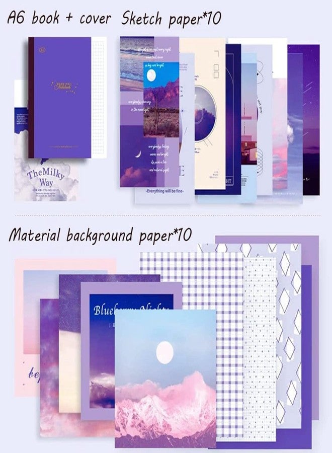 Swejos Paper Junk Journal & Scrapbook Kit: A6 Notebook, Stickers, DIY Set with Vintage Aesthetic & Creative Decor Journaling Supplies. Ideal Gifting for Teens, Girls (Purple) - Image 2