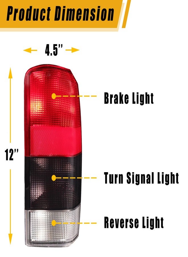 Boine Tail Light Compatible With 1997 1998 1999 2000 2001 Jeep Cherokee Limited SE Sport XJ XJ Chassis Driver and Passenger Side Rear Light Brake Lamps 4897398AA 4897399AA (Red & Black) - Image 2