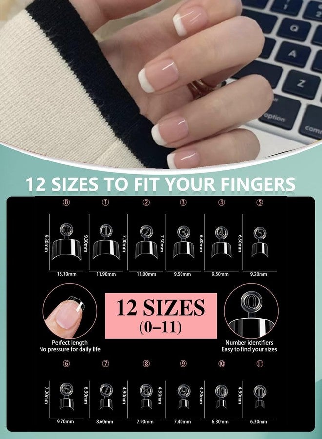 HWHUNO 480Pcs Extra Short Half Cover Almond & Tapered Square Nail Tips - Image 3