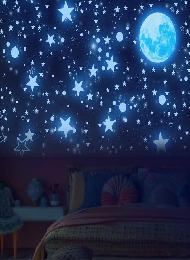 GC Wonderful Starry Night Dreams Glow in The Dark Space Galaxy Stars Super Moon Wall Decals, Astronaut and Stars Design, Moon Galaxy Theme Room Decoration 200+ Wall Stickers - Image 1