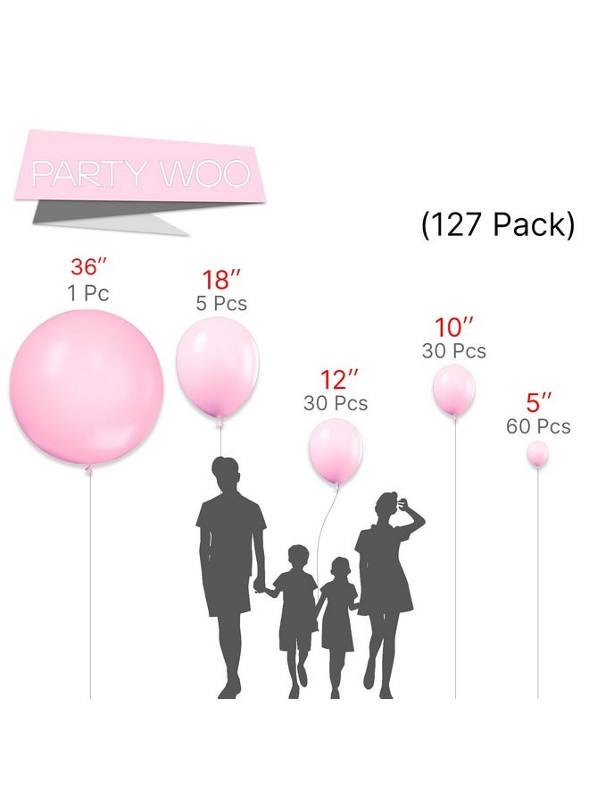 PartyWoo Baby Pink Balloons, 125 Pcs Pink Balloons Different Sizes Pack Of 36 Inch 18 Inch 12 Inch 10 Inch 5 Inch For Balloon Arch As Party Decorations, Birthday Decorations, Wedding Decorations  - Image 2