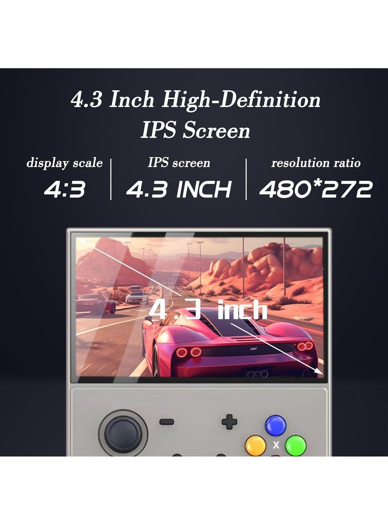 R43 Pro handheld game machine-4.3 IPS screen Android EmuELEC system game player Cortex-A17 CPU with 20000+ classic games (128G)