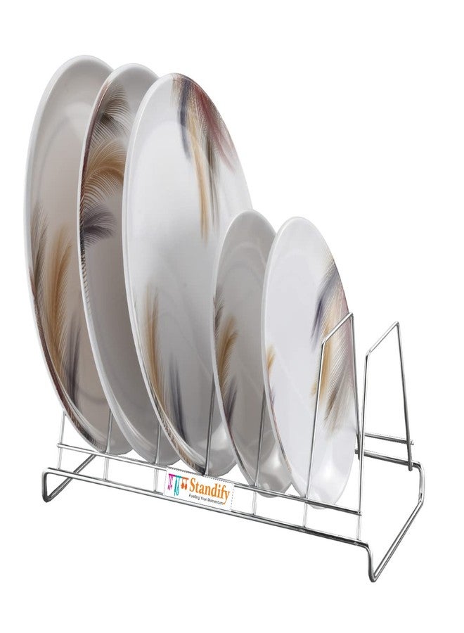 STANDIFY Stainless Steel Plate Stand Dish Rack Lid Holder Kitchen Rack Kitchen Organizer (Small) - Image 1