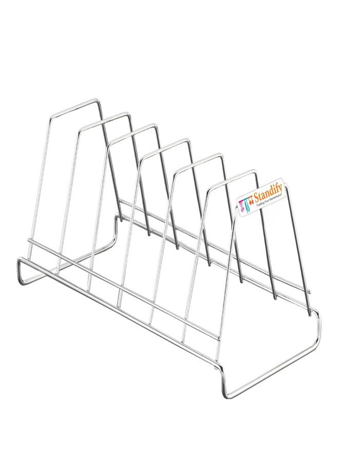 STANDIFY Stainless Steel Plate Stand Dish Rack Lid Holder Kitchen Rack Kitchen Organizer (Small) - Image 2