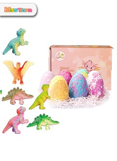 MissTiara 6PCS Bath Bombs Gift Set  6x120g for Kids with Dinosaur Toys Inside Safe Spa Bath Fizz Balls Kit for Girls Boys Assorted  - Image 1