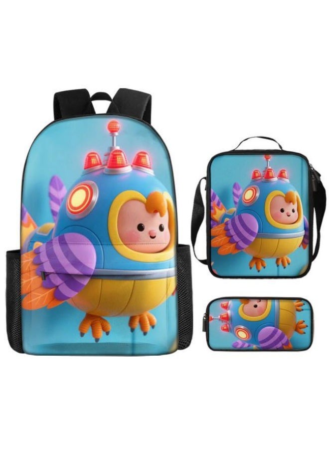 واضح من النار مساعد جيد للسفر اللطيف! مجموعة من ثلاث قطع من حقائب الرسوم المتحركة الحصرية للأطفال والمراهقين، خفيفة ومريحة (يمكن للطلاب والأطفال والأصدقاء استخدامها في النزهات ورياضات تسلق الجبال والذهاب إلى المدرسة وما إلى ذلك) - 65 - Image 2