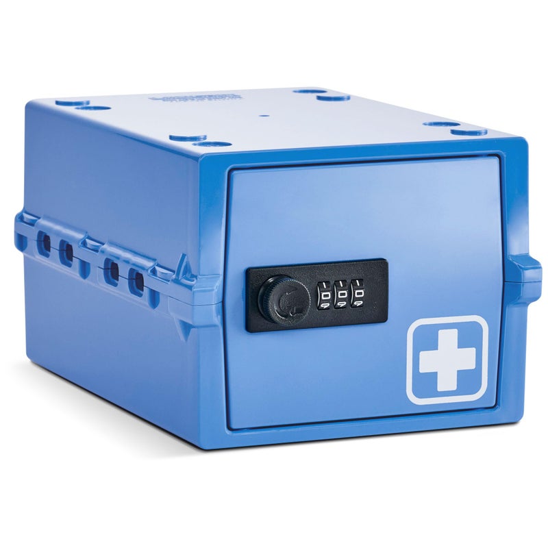 Lockabox Miniâ„¢ | Small Medicine Lock Box with Combination Lock (Half Letter Sized) | Mini Medical Lockable Box For Tablets, Creams & Medical Pens | External Size 8.8 x 6.1 x 4.7 Inches (Medi Blue) - Image 1