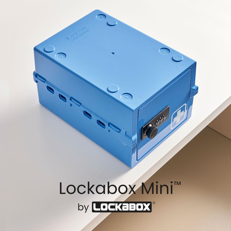 Lockabox Miniâ„¢ | Small Medicine Lock Box with Combination Lock (Half Letter Sized) | Mini Medical Lockable Box For Tablets, Creams & Medical Pens | External Size 8.8 x 6.1 x 4.7 Inches (Medi Blue) - Image 2