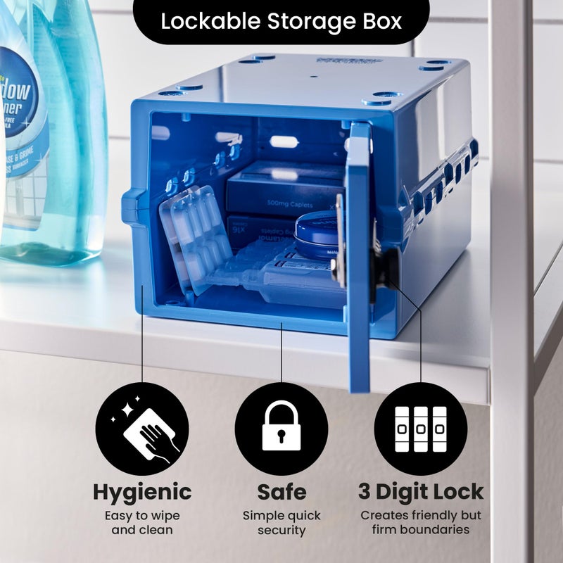 Lockabox Miniâ„¢ | Small Medicine Lock Box with Combination Lock (Half Letter Sized) | Mini Medical Lockable Box For Tablets, Creams & Medical Pens | External Size 8.8 x 6.1 x 4.7 Inches (Medi Blue) - Image 3