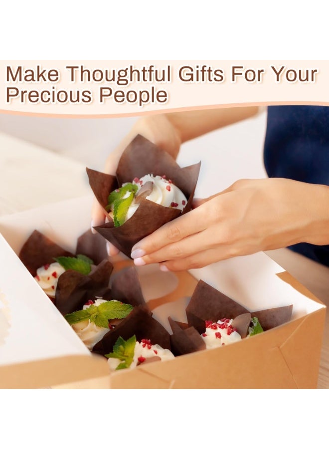 منزل الغابة 200 قطعة أكواب خبز توليب، بطانات كب كيك، أكواب خبز، أغلفة مافن، ورق مقاوم للشحوم، مثالية لحفلات الميلاد، حفلات الزفاف، المخابز، المطاعم، باللون البني - Image 4