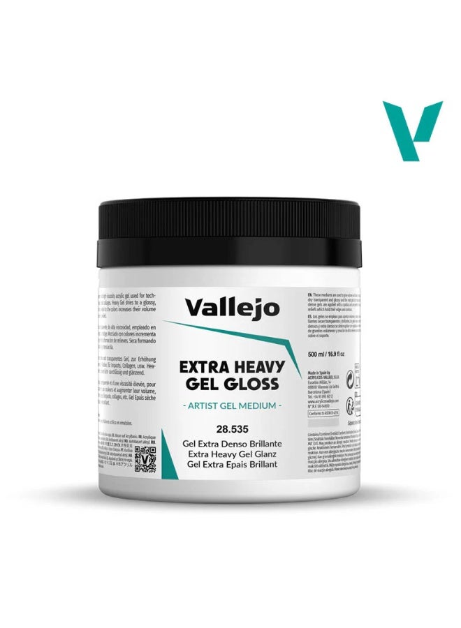 Vallejo Extra Heavy Gel Gloss 500ml – Thick Acrylic Medium for Texture, Impasto, Mixed Media & Art Projects
