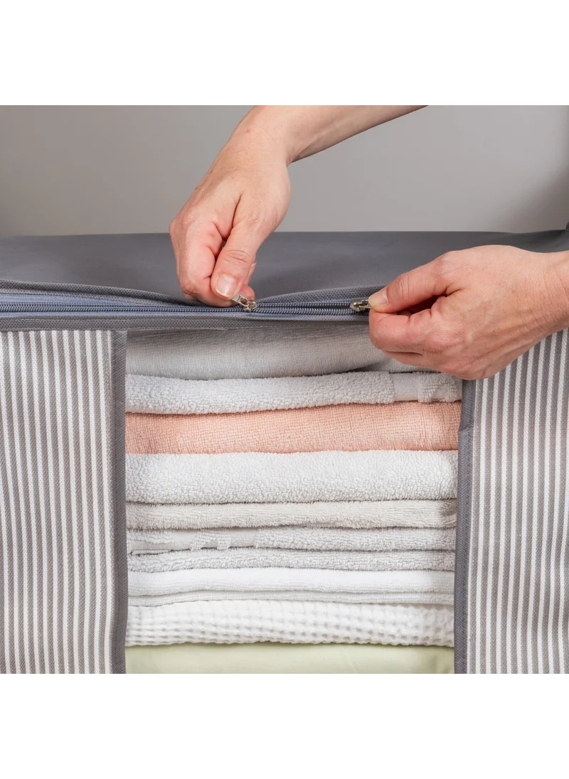 Nacarev 4 Pieces Medium Size Window Line Pattern Printed Gray Closet Clothes Organizer Bag Set 45x40x30 cm