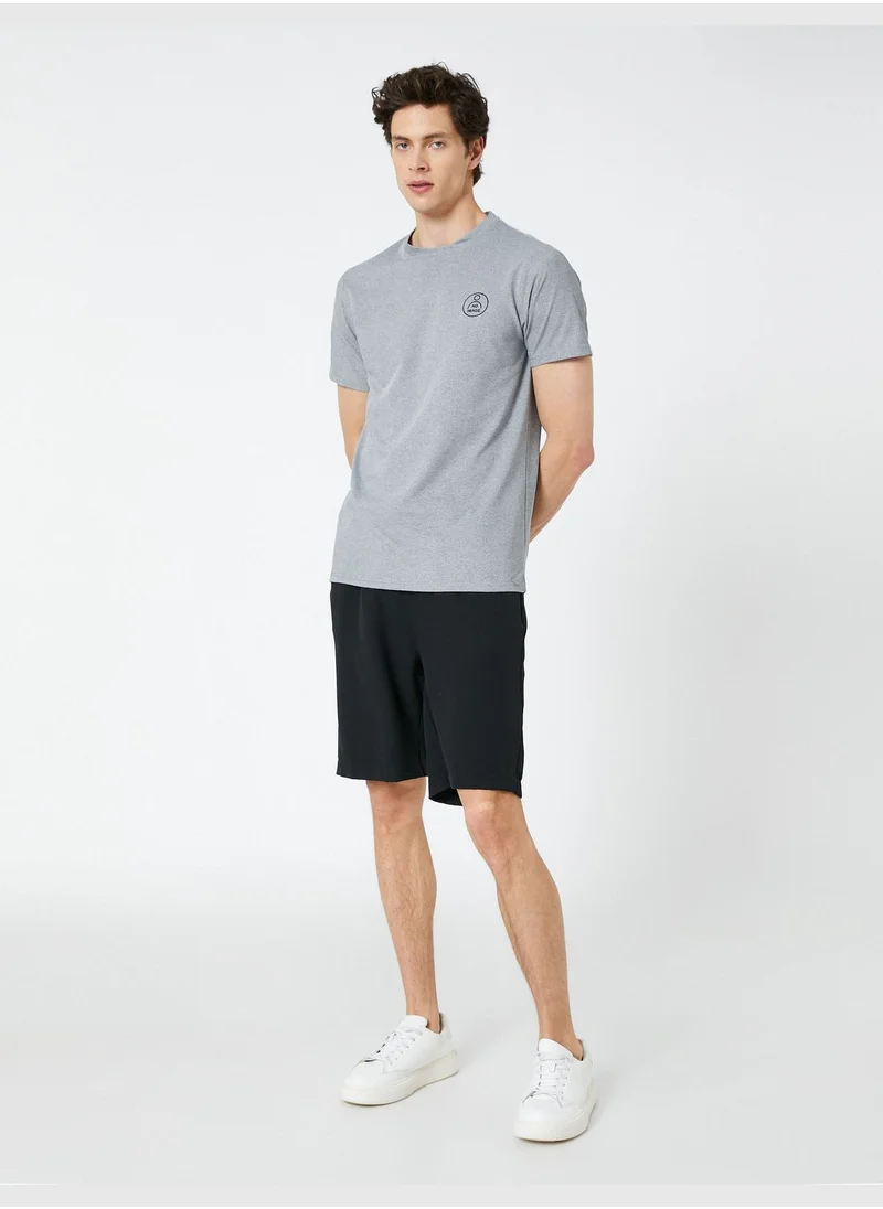 كوتون Slogan Printed T-Shirt Crew Neck Short Sleeve Slim Fit