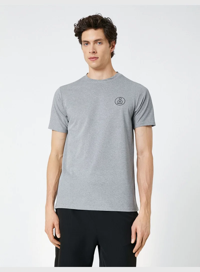KOTON Slogan Printed T-Shirt Crew Neck Short Sleeve Slim Fit