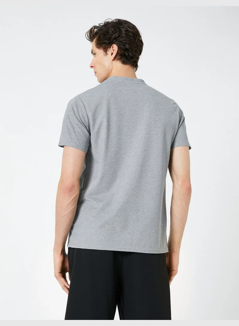 KOTON Slogan Printed T-Shirt Crew Neck Short Sleeve Slim Fit