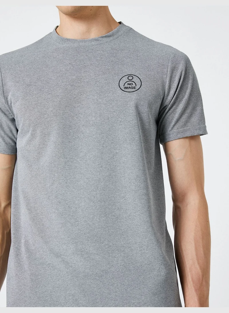 KOTON Slogan Printed T-Shirt Crew Neck Short Sleeve Slim Fit