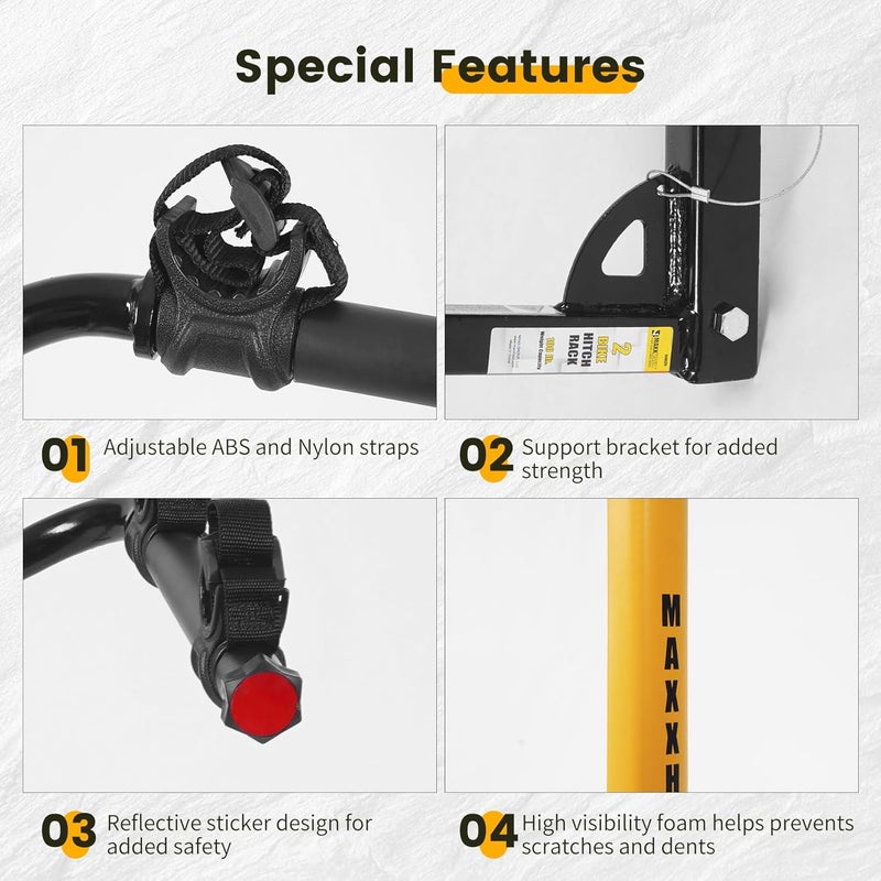 MAXXHAUL حامل الدراجات 50025، مثبت على مقبض السيارة، مناسب للسيارات والشاحنات والسيارات الرياضية والميني فانات – سعة تصل إلى 100 رطل. - Image 5