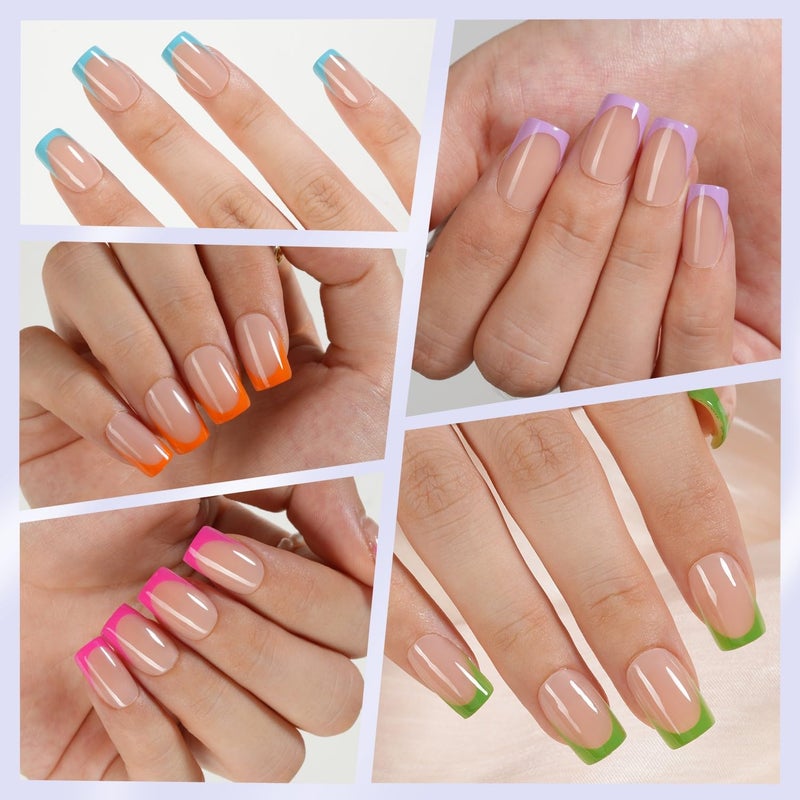 Misssix French Gel Nail Tips, 160Pcs French Tip Press on Nails Short Square, No Need to File Tips Pre-lasting, Fake Nails for Nail Art DIY 16 Sizes - Image 2