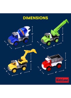 Sand Dump Truck Toy - Toddler Dump Trucks Set For 3-5 Year-Old Boys - Exciting Beach And Sandbox Construction Vehicle Toy Truck - Safe & Durable - 4-Pack - Ideal Gift For Kids - 9X6X2 Inches