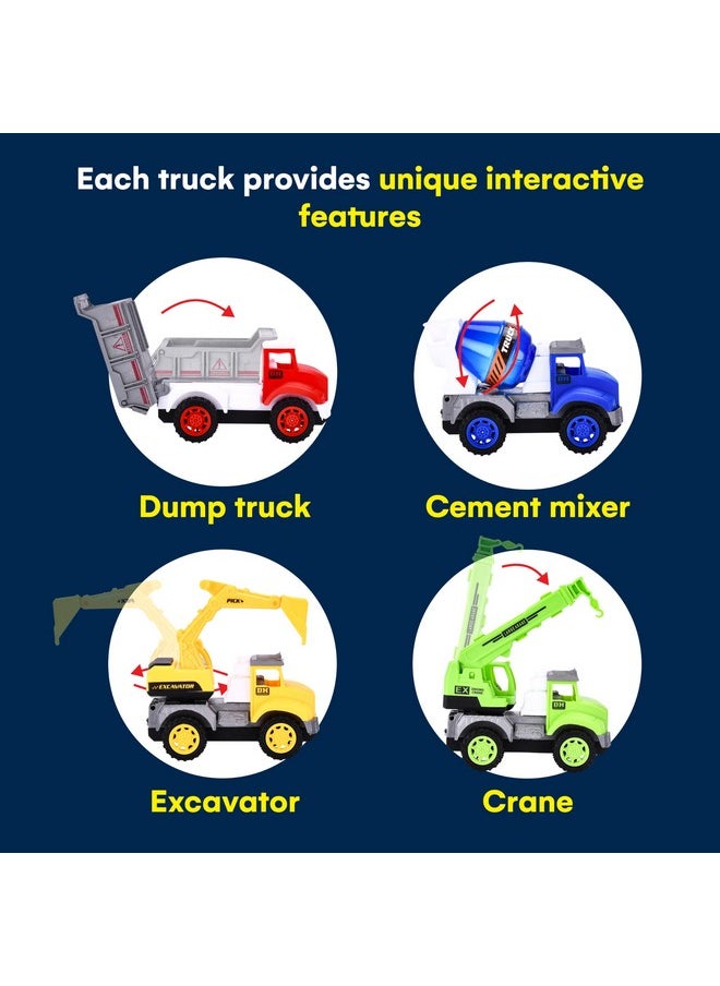 Kidzlane - Sand Dump Truck Toy - Toddler Dump Trucks Set For 3-5 Year-Old Boys - Exciting Beach And Sandbox Construction Vehicle Toy Truck - Safe & Durable - 4-Pack - Ideal Gift For Kids - 9X6X2 Inches - Image 1