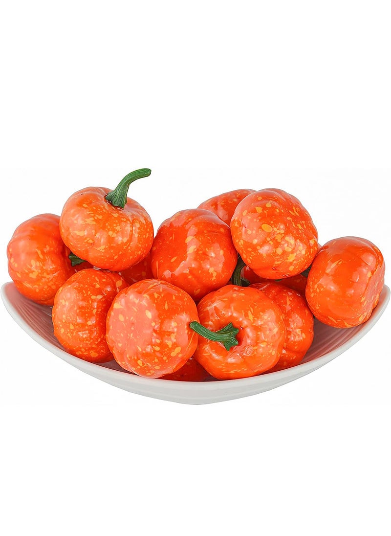 JEDFORE JEDFORE Artificial Lifelike Simulation Mini Pumpkins Fake Fruit for Festival Halloween Thanksgiving House Kitchen Decoration - Set of 16 - Orange  - Image 2