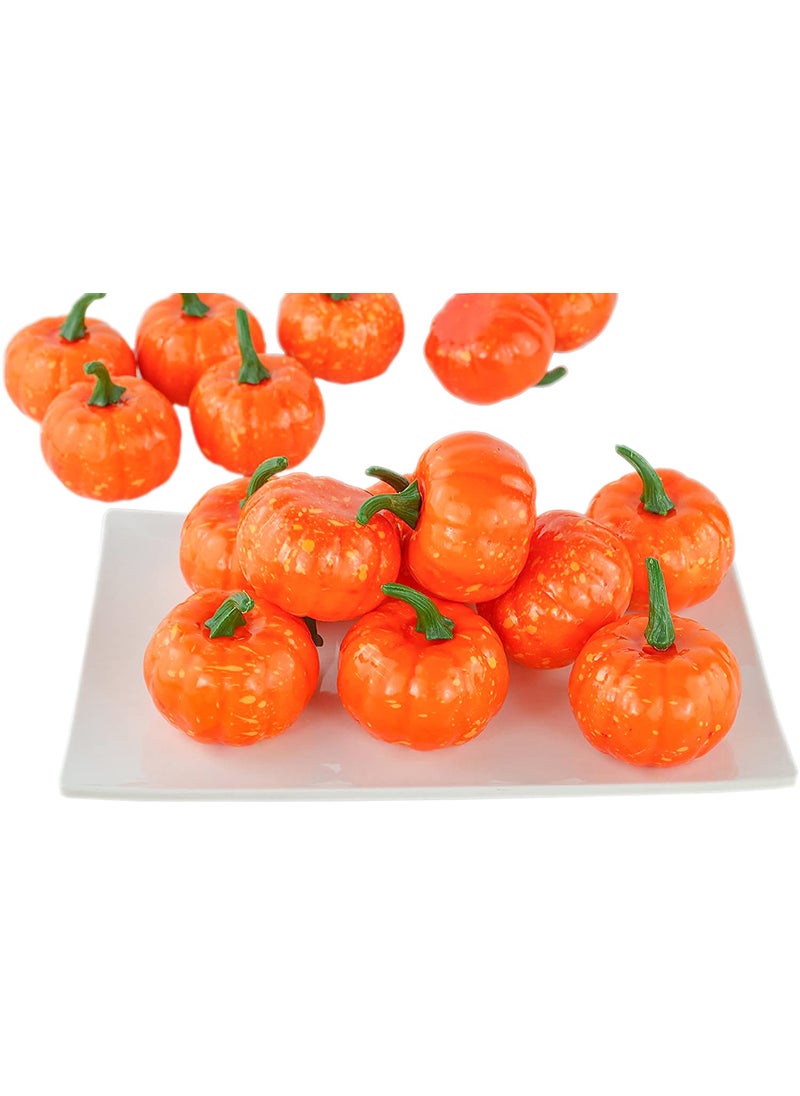 JEDFORE JEDFORE Artificial Lifelike Simulation Mini Pumpkins Fake Fruit for Festival Halloween Thanksgiving House Kitchen Decoration - Set of 16 - Orange  - Image 3
