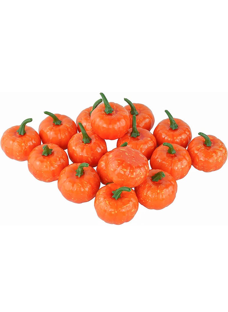 JEDFORE JEDFORE Artificial Lifelike Simulation Mini Pumpkins Fake Fruit for Festival Halloween Thanksgiving House Kitchen Decoration - Set of 16 - Orange  - Image 4