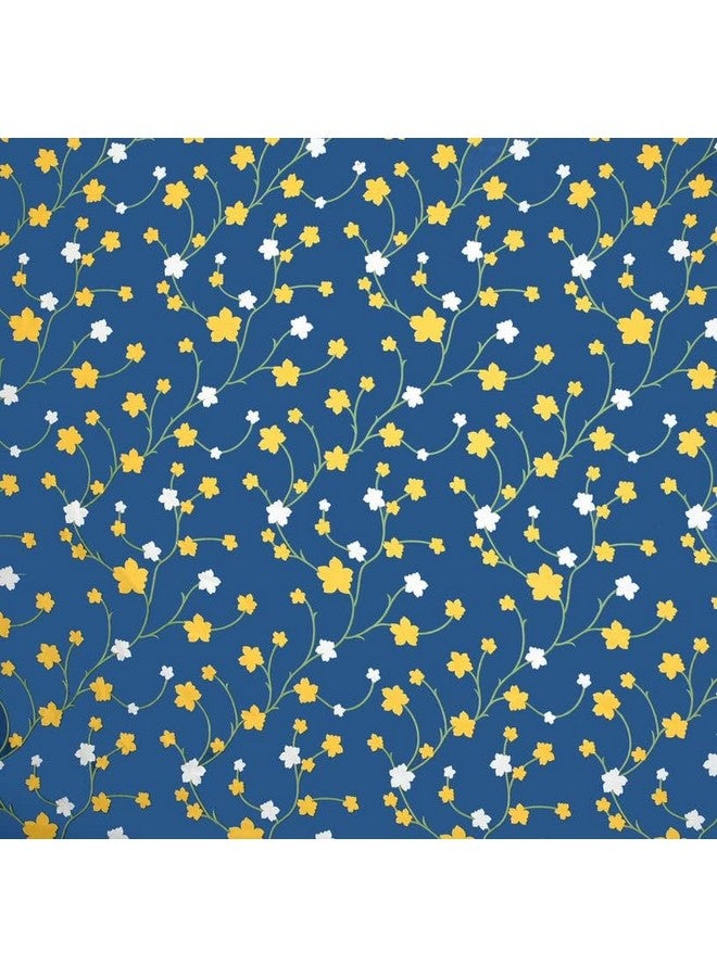BSB HOME 120 Tc Double Floral Printed Bedsheet with 2 Pillow Covers | 110 GSM Soft Brushed Microfiber - Breathable & Wrinkle Free - (86 X 88 Inch, Dark Blue & Yellow & White), 144 Tc - Image 5