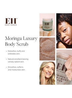 EMMA HARDIE Emma Hardie 350g Moringa Luxury Body Scrub with Himalayan Pink Salt, Moringa and Sweet Almond Oil, Detoxifies and Exfoliates Skin, For All Skin Types, Vegan & Cruelty Free  - Image 3
