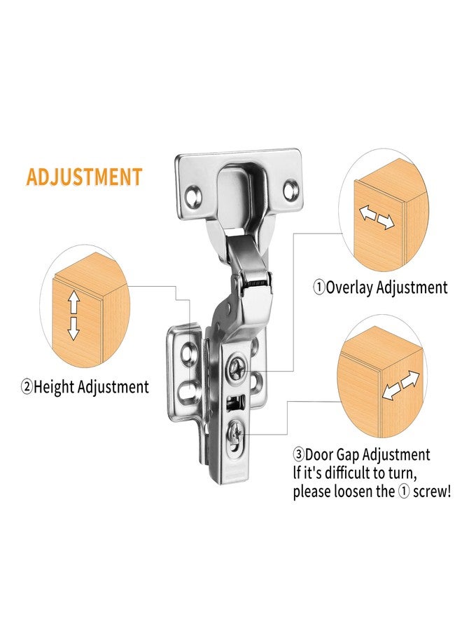 Luokim 4pcs Inset Cabinet Hinge Frameless Concealed Door Hinges European Soft Closing Four-Hole Mounting Plate Hinges Nickel Plated Finish - Image 4