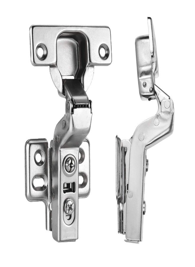 Luokim 4pcs Inset Cabinet Hinge Frameless Concealed Door Hinges European Soft Closing Four-Hole Mounting Plate Hinges Nickel Plated Finish - Image 1