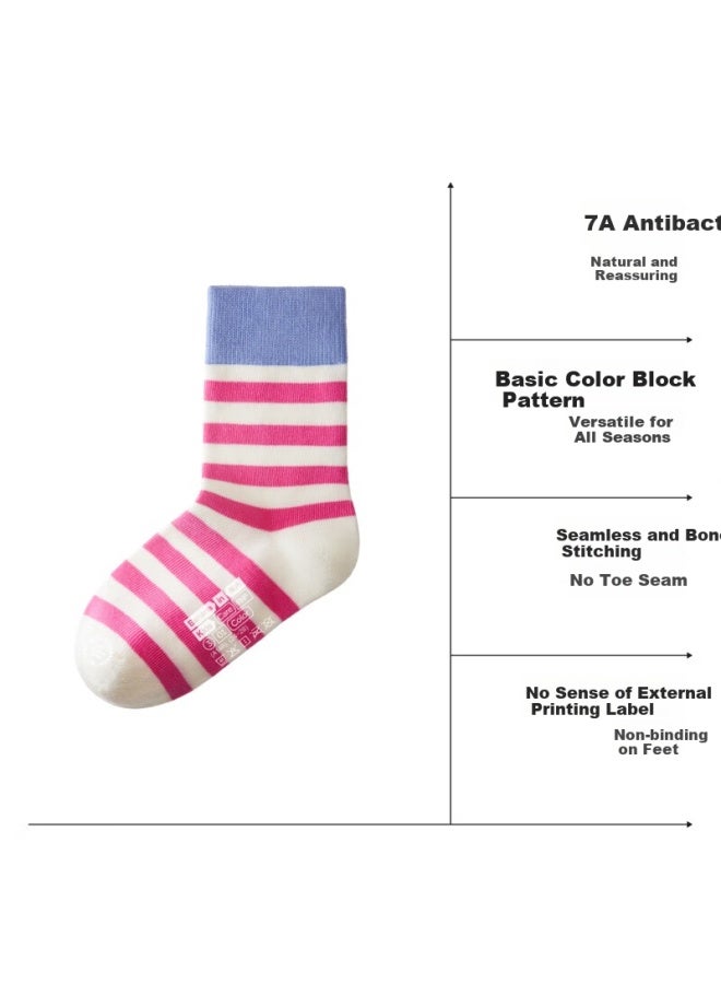 Bananain 301c Children's Mid-calf Socks For Boys And Girls, Breathable, Skin-friendly, Comfortable, 7a Antibacterial, Odor-resistant, Suitable For All Seasons, 5 Pairs - Image 3
