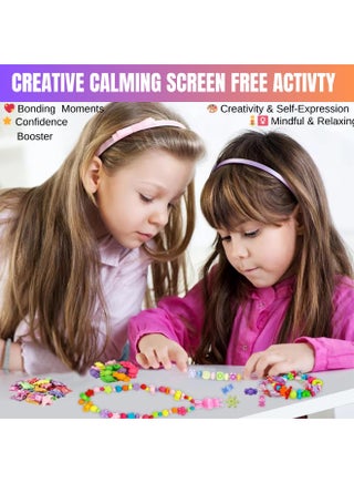 DIY Jewelry Making Kit with Hooks 2 String Reels Scissors Handmade Necklace Bracelets Rings Pendant Keychain Making Kit with Seed Pop Flat Shell Beads Letter Shapes Art Craft Activity Kit for Kids Party Favors Goodie Bag Stuffers Birthday Gifts Return Gifts Screen Free Activity - view 2