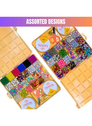 DIY Jewelry Making Kit with Hooks 2 String Reels Scissors Handmade Necklace Bracelets Rings Pendant Keychain Making Kit with Seed Pop Flat Shell Beads Letter Shapes Art Craft Activity Kit for Kids Party Favors Goodie Bag Stuffers Birthday Gifts Return Gifts Screen Free Activity - view 5