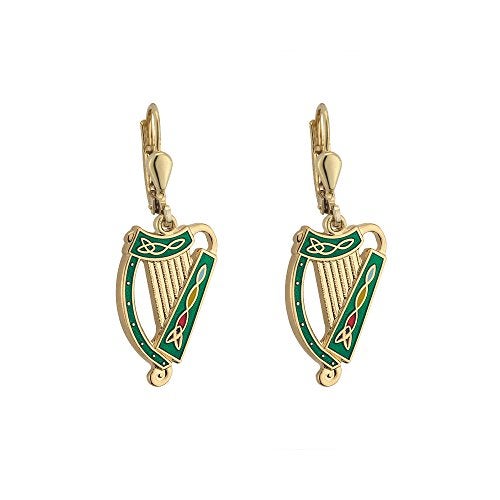 Tara Irish Harp Earrings Gold Plated & Colored Enamel Made in Ireland - Image 1