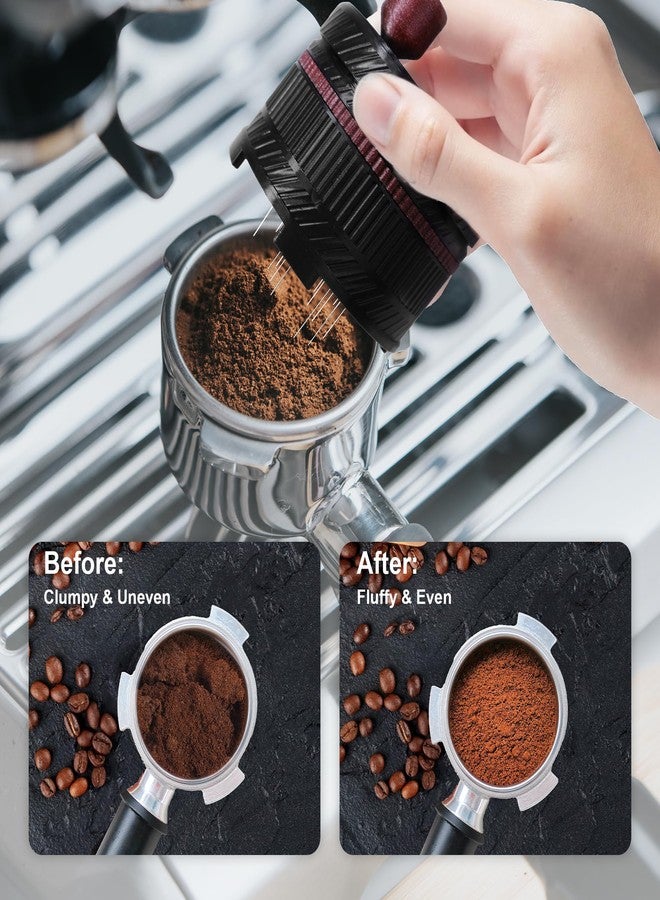 ShanSon WDT Espresso Tool with Brush Base Coffee Powder Distributor Needle WDT Tool for Barista Coffee Bar Espresso Distribution Tool,54mm,Black&Wine Red - Image 4