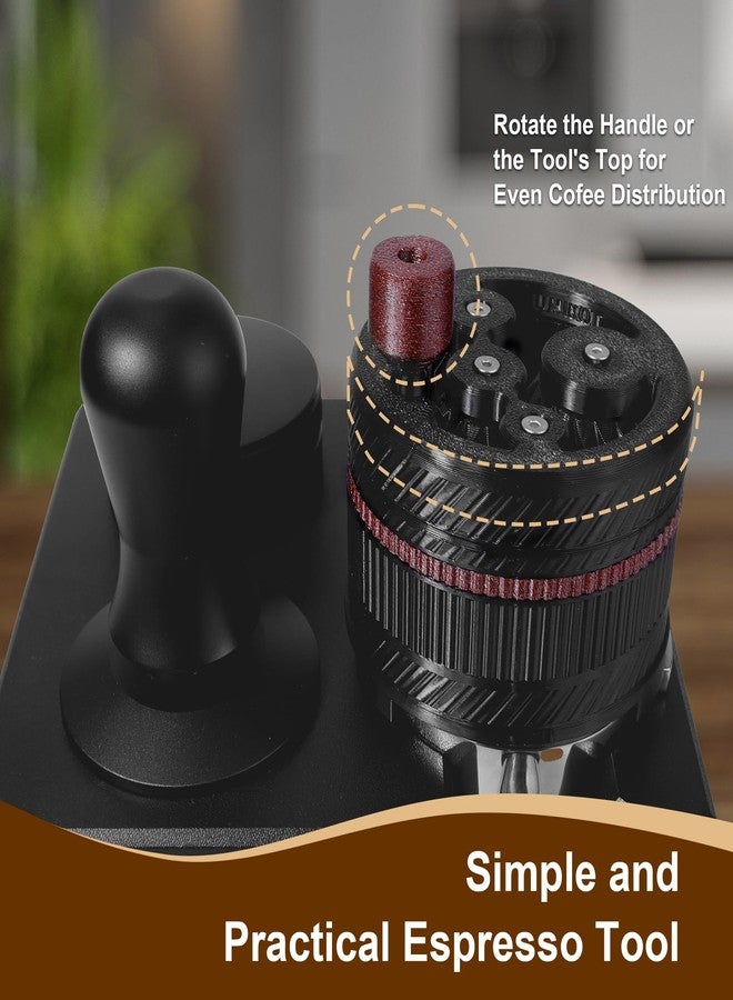 ShanSon WDT Espresso Tool with Brush Base Coffee Powder Distributor Needle WDT Tool for Barista Coffee Bar Espresso Distribution Tool,54mm,Black&Wine Red - Image 3