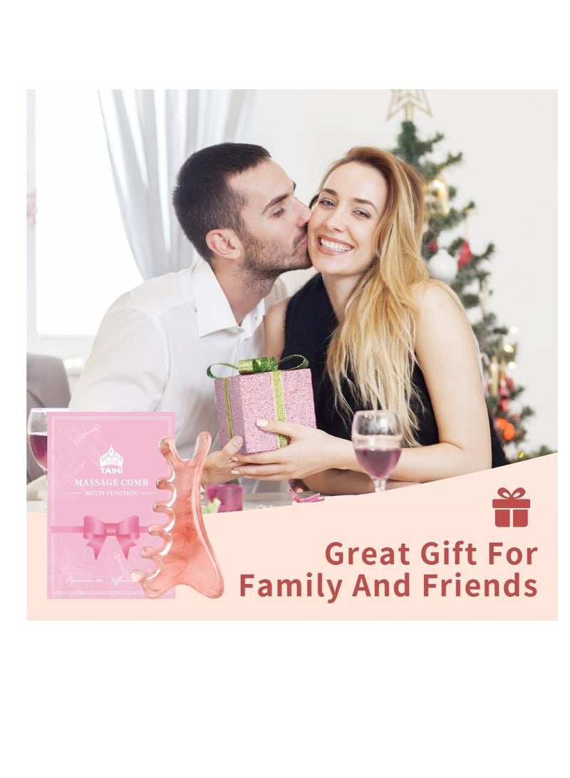 general 4-in-1 Massage Comb Pink Facial Tools Head Massage Combs Neck Body Face Eye Massager Tool for Body Tension Relief Promote Lymphatic Circulation Gifts for Women Men - Image 3